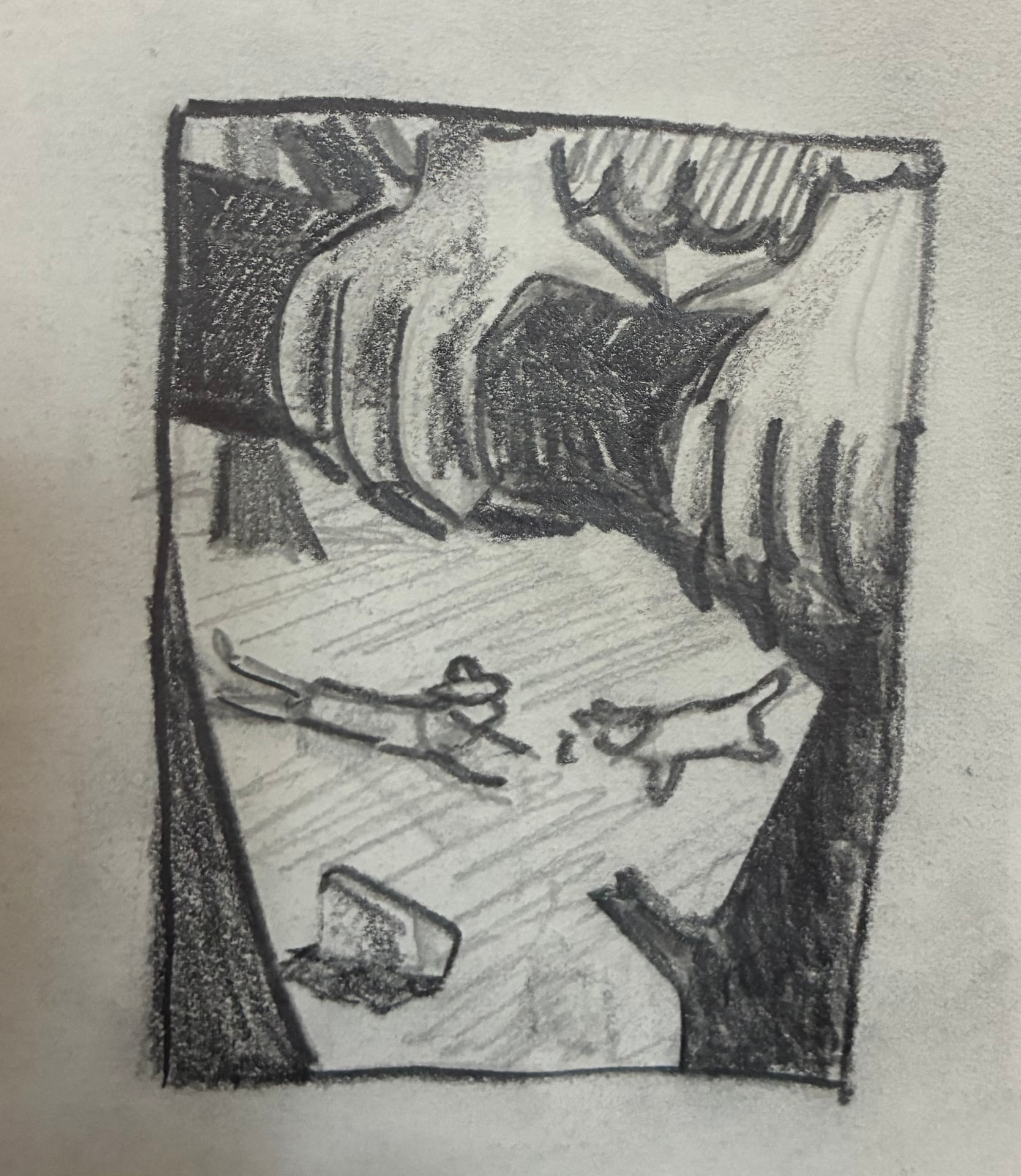 Sketch exploring ideas for character placement